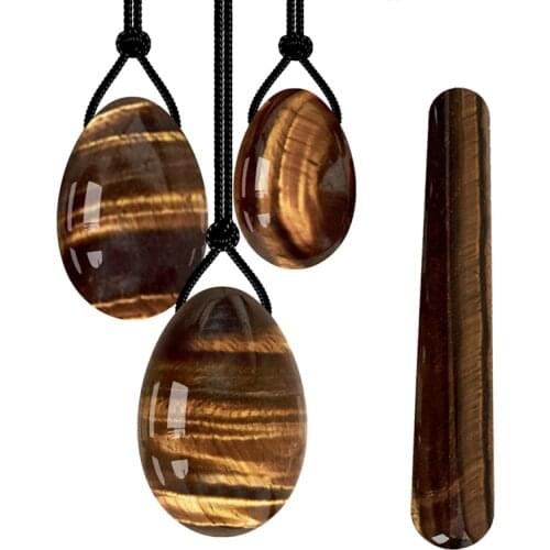 Natural Tiger Eye Yoni Egg Set Vaginal Tightening Jade Eggs Massage Stone Crystal Ball Yoni Wand Kegel Exerciser Jade Massager