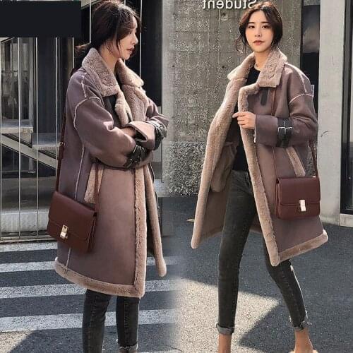Korean Coat Female Jacket Autumn Winter Jacket Women Parka Vintage Parkas PU Suede Leather Women Tops Chaqueta Mujer ZT3843
