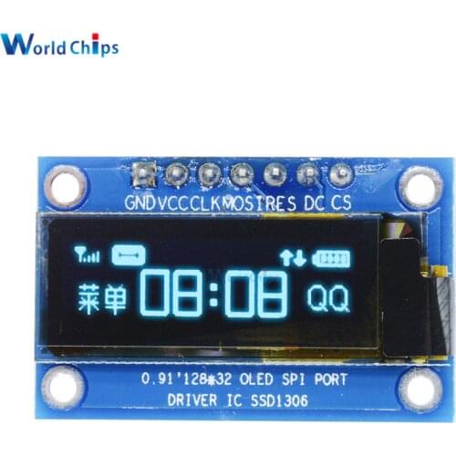 0.91 Inch 128x32 SPI Port Blue OLED LCD Display DIY Oled Module SSD1306 Driver IC DC 3.3V-5V For Arduino PIC