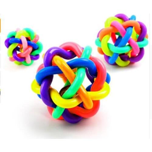 1PC Design Pets Rope Ball Toys Bite Ball Colorful Squeak Toys Dog Ball Rubber Toy For Dog Pet Accessories Animal Puppy Chew Toys