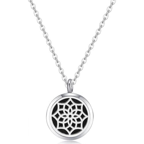 10 pcs Mesinya Silver Color Lotus (25mm) Aromatherapy/Essential Oils 316L Stainless Steel Diffuser Locket pendant Necklace