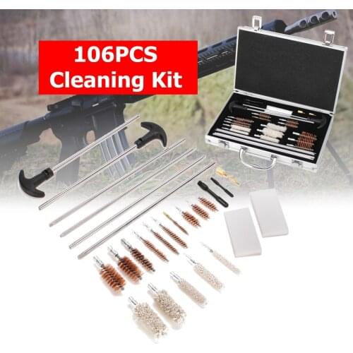 106Pcs Universal Gun Cleaning Tool Kit Rifle Handgun Shotgun Firearm Cleaner Pistol Pipe Mop Brush Accessory with Carry Case