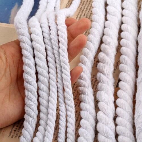 2 Meters/Lot Beige Cotton Three Twisted Rope String Cords Twine Sash Craft 4mm-20mm Cotton Thick Cords For Handmade Decorative