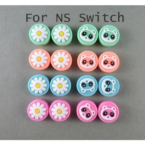 200pcs for Nintendo Switch Lite Joy Con Flower Chrysanthemum Bear Crossing Joystick Thumb Grip Cover Case Analog Stick Caps