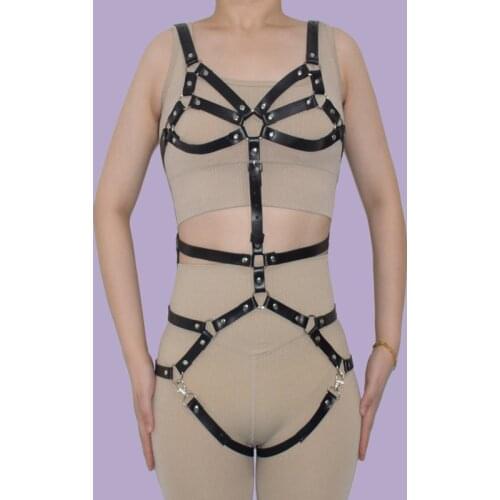 2020 New Sexy Punk Leather Harness Underwear Set Garter Belts Women Body Bondage Corset Female Harness Straps Suspenders