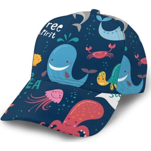 2021 Summer New Unisex Outdoor Sport Sunscreen Baseball Hat Running Visor Cap Cute Monsters Of The Deep Sea Animals