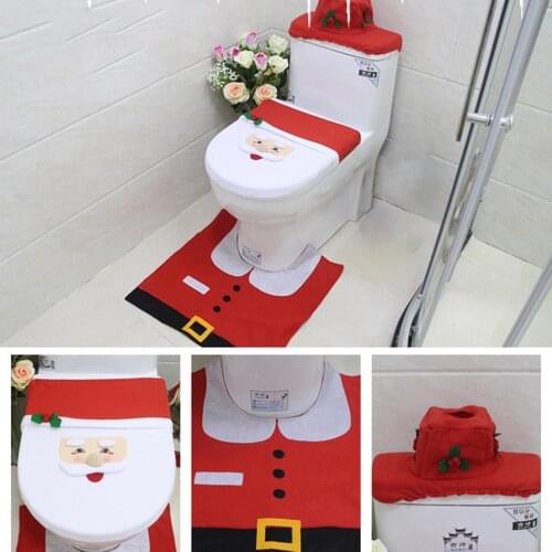 3Pcs/Set Multi Function Bathroom Anti-skid Rug Toilet Seat Tank Cover Tissue Storage Home Christmas Festival Decoration Accessor