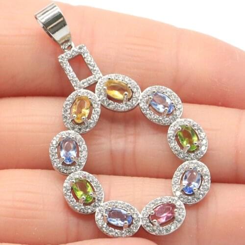 34x7mm Anniversary Created London Blue Topaz CZ For Women Daily Wear Silver Pendant Wholesale Drop Shipping