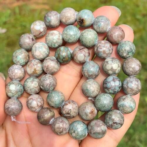 Natural Green Chrysanthemum Stone Bead Round Loose Spacer Beads for Jewelry Making DIY Necklace Bracelet Accessories 6 8 10 12mm
