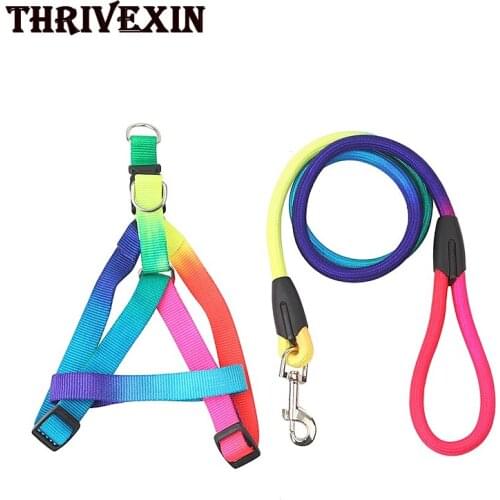 Pet Colorful Round Rope Traction Rope Colorful Nylon Material Dog Traction Rope Chest Harness Dog Traction Rope
