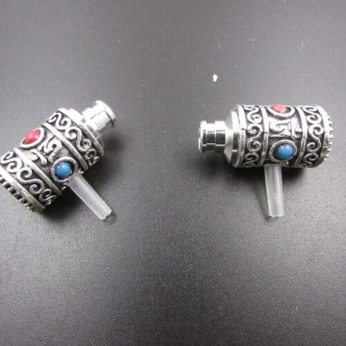DIY Tibetan silver national wind 8mm ear shell 8mm metal shell 2pairs