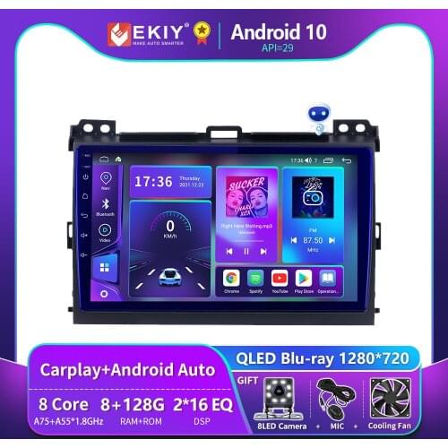 EKIY Android 10 DSP For Toyota Prado Land Cruiser 120 2004-2009 Car Radio Multimedia Blu-ray IPS Screen Navi GPS BT Stereo 2 Din