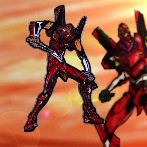 Evangelion Eva Unit 02 Asuka Berserk Mecha Enamel Brooch Pins Metal Badges Lapel Pin Brooches Jackets Jeans Fashion Jewelry