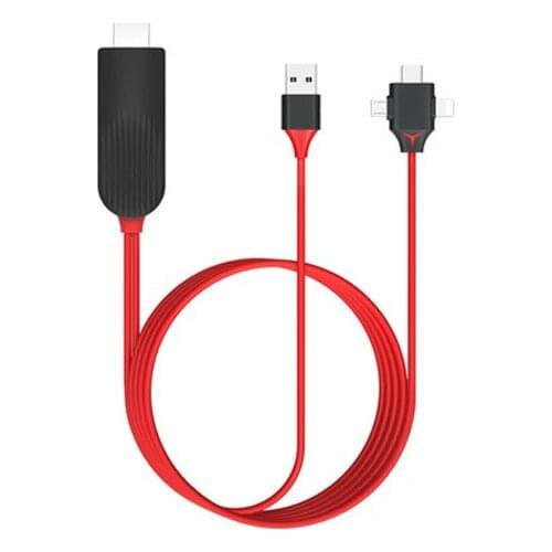 3 in1 Micro USB Type C Lighting to HD-MI compatible Adapter Cable for IOS Android and Tablet PC