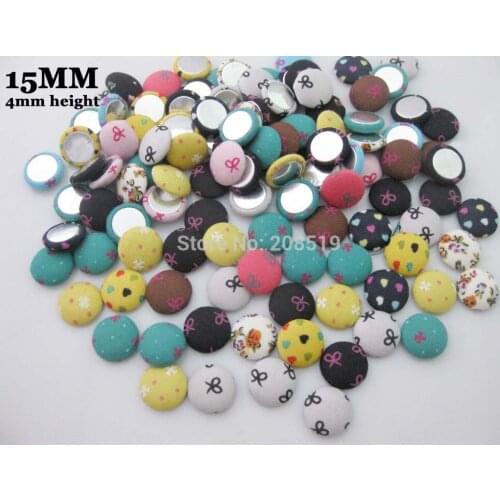 CL0005 15MM Covered buttons 4mm height mixed 100pcs randomly Flatback buttons for children clothes