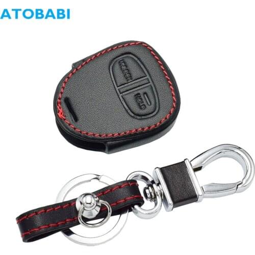 Leather Car Key Case For Mitsubishi Lancer Outlander Mirage Montero Pajero Shogun L200 Remote Fob Protector Cover Auto Accessory