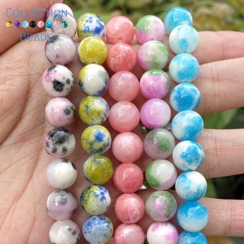 6/8/10/12mm Natural Stone Colorful Persian Jades Round Spacer Loose Beads For Jewelry Making DIY Bracelets Accessories 15