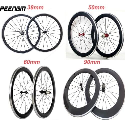 Best 38mm carbon alloy wheels clincher 50mm with aluminum brake suface 90mm depth Novatec/powerway hub carbon alu wheelset 60mm