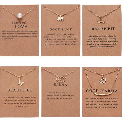 Small Animal Butterfly Elephant Dragonfly Chain Necklaces Women Hot Sale Gold Color Circle Lotus Double Layer Necklaces Jewelry
