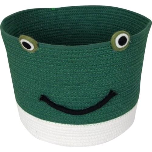 Cute Baby Gift Basket Small Cotton Rope Basket Frog Design Woven Basket Collapsible Baby Room Basket Cute Storage Bin