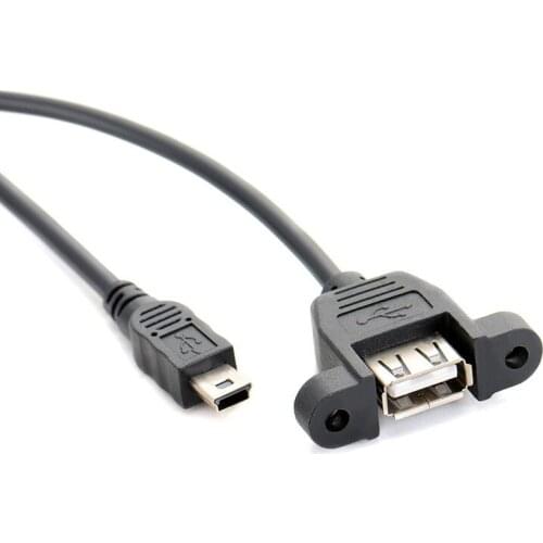 Mini-USB 5pin Mini USB 2.0 Male to USB 2.0 B Type Female Connector Cable 50cm With Panel Mount Hole USB Mini USB Cable