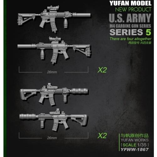 YuFan Model 1/35 M4 Resin soldier accessories (4piece) YFWW-1867