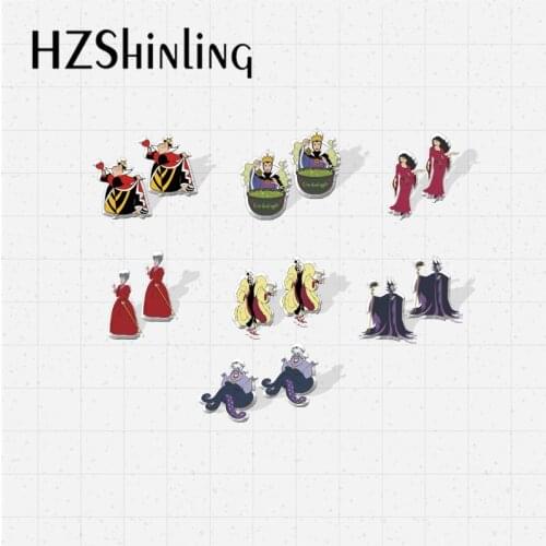 2021 New Arrival Evil Queen Villains Fairies Stories Characters Epoxy Handcraft Jewelry Acrylic Stud Earrings