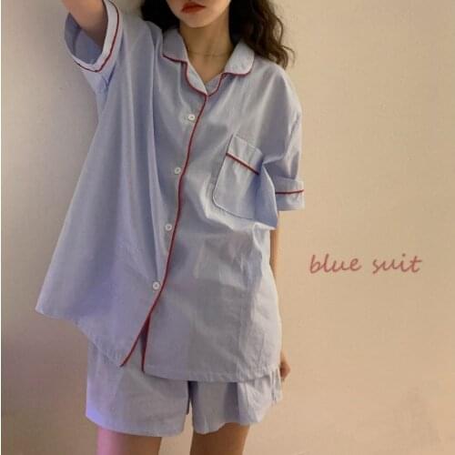 Advanced sense of pajamas women short sleeve shorts ins summer wind new han edition student thin leisurewear suit