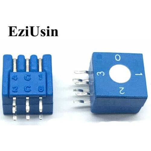 0-3 4 Rotary Coding Knob Switch DIP Switch 6pins 8421C 0mm Shank 3:3 PCB Vertical Switching Side Adjustment