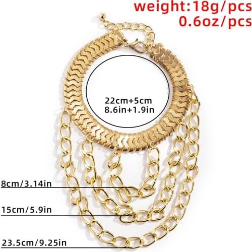 Jewelry style simple flat snake chain metal shoe chain personality multi-layer tassel geometric Anklet