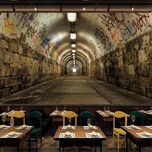 Dropship Custom Photo Mural Street Graffiti 3D Extended Space Abstract Art Wall Painting Vintage Wallpaper Luxury Home Decor