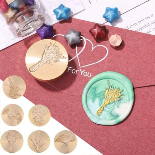 Retro Seal Wax Seal Stamp Head Flower Plants Wax Seal Stamp Vintage Round Wax Stamp Wedding Invitation Signature Post Decor