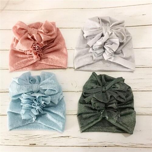 Newborn Floral Printed Donut Hats BeBe Infant Turban Head Hood Newborn Bow Knotted Cap children Fold hat baby girl headwrap