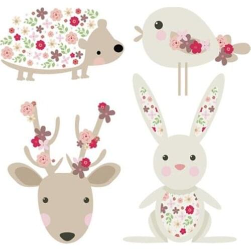 ShinEquin PVC Patch deal with it Clothes Heat Transfer Printing Hedgehog Bird Rabbit Iron on patches for clothing Diy 3d Sticker