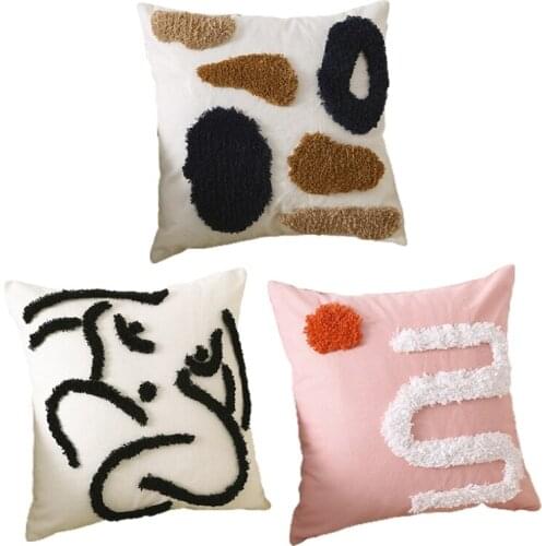 Nordic Morocco Woven Tufted Pillow Case Boho Abstract Geometric Cushion Cover