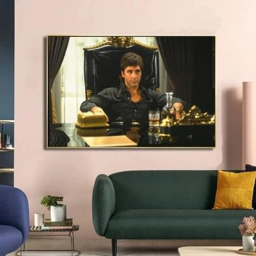 Modern Portrait Art Canvas Art Painting Poster and Prints Wall Art Tony Montana Picture for Living Room Home Decoration