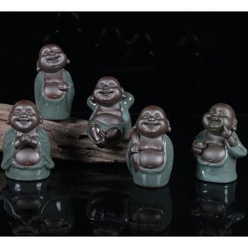 Maitreya Buddha Statue Buddhist Supplies Ceramic Crafts Home Decoration Creative Cute Tea Pet Decoration Tea Play Small Buddha
