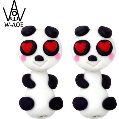 TTPAIAI 30 Brand Fashion Cartoon Heart Eyes Panda Stud Earrings Handmade Polymer Clay Cute Animal Earrings For Women Girl Gift