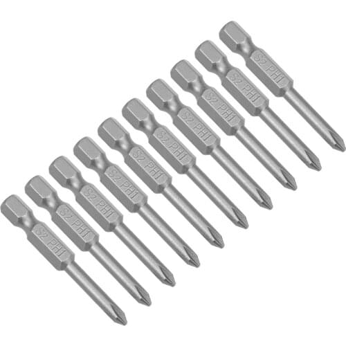 Uxcell 10Pcs 1/4-Inch Hex Shank 50mm Length Phillips 4PH2 Magnetic Screw Driver S2 Screwdriver Bits