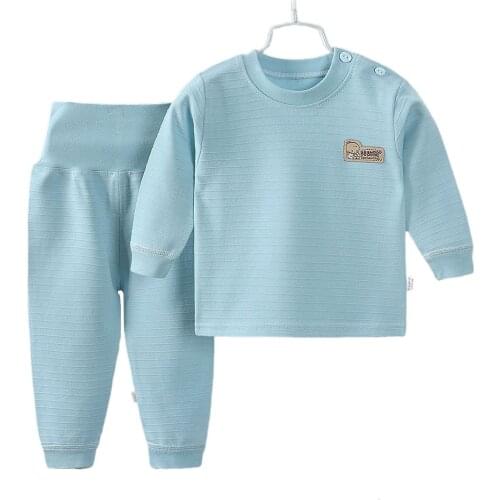 Spring Autumn Childrens Sleepwear Suits Pullover Tees Pants 2-Pieces Set Pyjama Clothes Stripe Baby Kids Boy Girl Pajamas 0-4Y