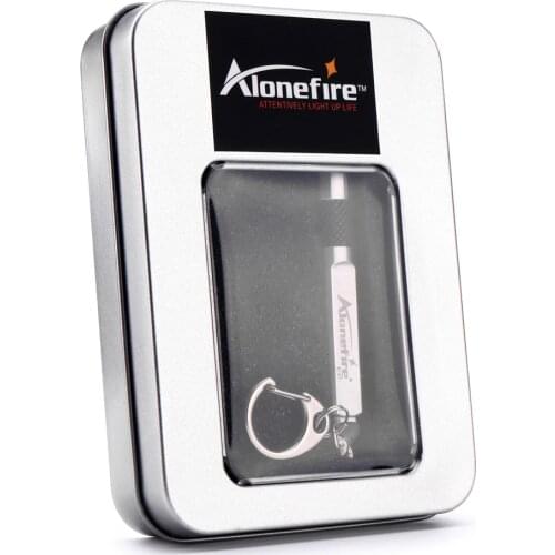 ALONEFIRE S107 Mini LED Flashlight Stainless steel waterproof 3 Mode Mini Keychain light for AAA or 10440 Rechargeable batteries