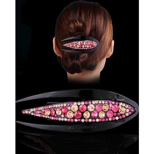 AWAYTR Korean Crystal Hairpin for Women Hairclip Top Side Clip Rhinestone Duckbill Clip Hair Jewelry Girls Hair Accessories