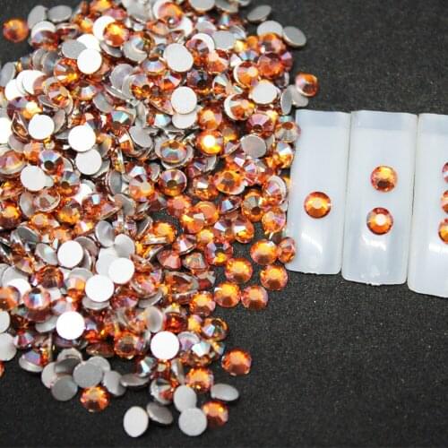 SS16-SS50 Sunset glow Rhinestones Back Flat Round Nail Art Decorations And Stones Non Hotfix Rhinestones Crystals for DIY Glass