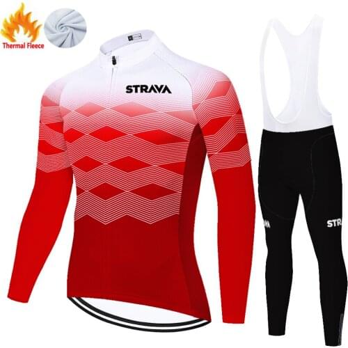 Strava Winter Thermal Fleece Cycling 자전거 Maillot Mallots Completo Bike Jersey Ropa Ciclismo Hombre Roupa Ciclismo Masculino