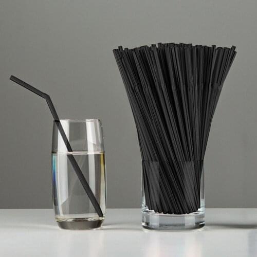1000PCS 6 X 210 MM Disposable Plastic Black Cocktail Straws Soft Straws Coffee Straws Disposable plastic black cocktail straws