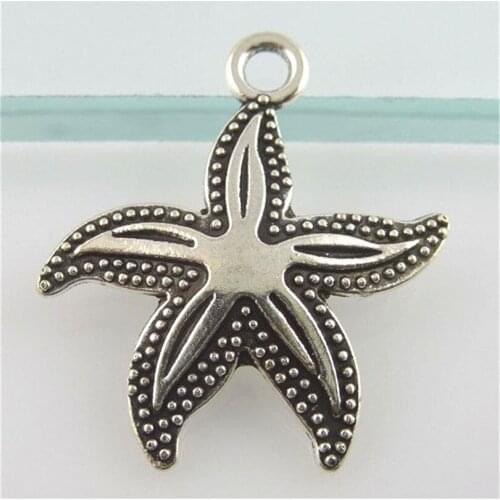 15pcs 12162 Zinc Alloy Antique Silver Starfish Charms For DIY Jewelry Making Accessories