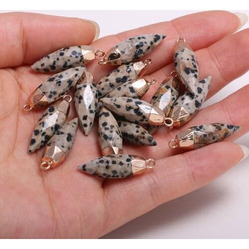 2 Pieces Faceted Damation Jaspers Pendants Charms for Jewelry Making DIY Accessories Bracelet Nacklace Earring Size 13x26mm