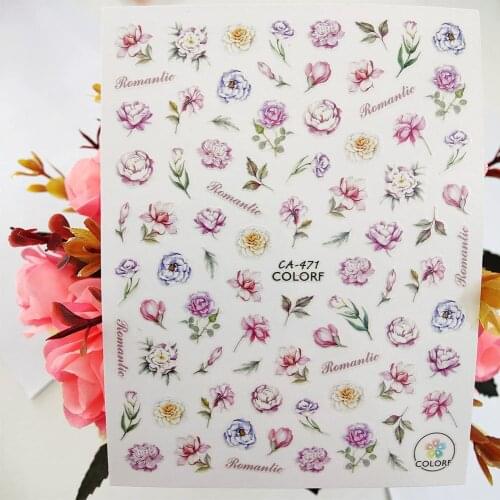 Nail Sticker Art 3D Romantic Rose Flowers Letters Stickers for Nails Decoraciones Designer Foil Decals Manicure Accessories
