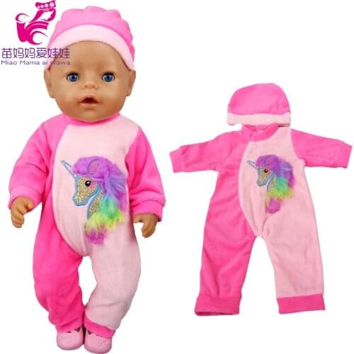 40cm baby doll clothes pink fleece unicorn rompers 17 inch babydoll clothes jumpsuit Nenuco Ropa y su Hermanita clothing