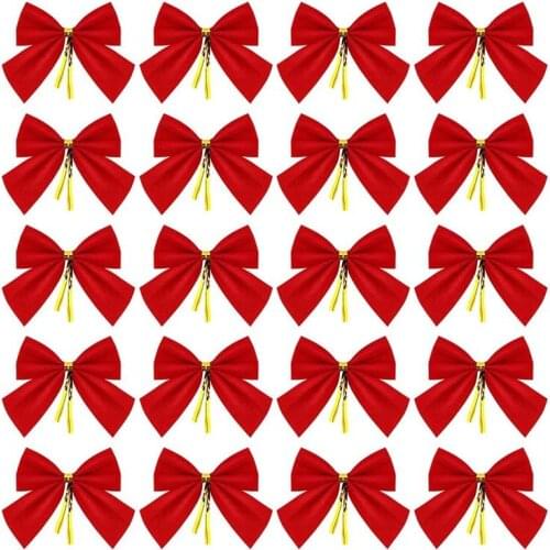 48PCS Christmas Tree Bow Decorative Cute Xmas Tree Ornament Hanging Ornament Christmas Party Supplies